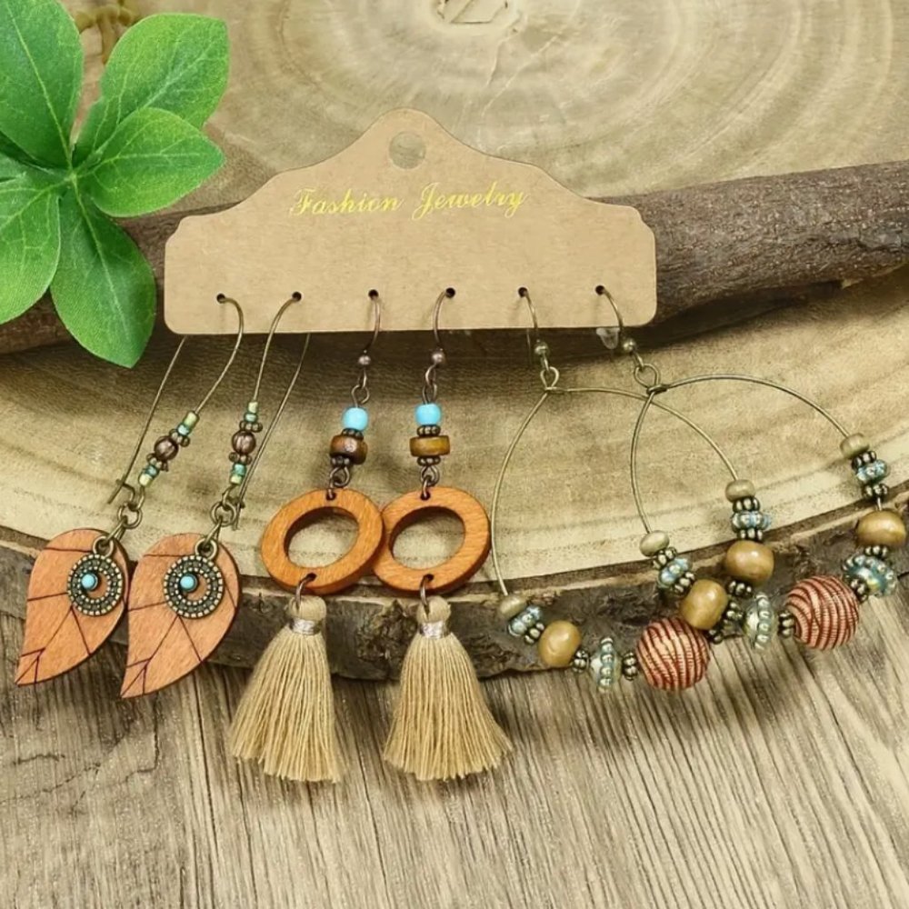NWOT Boho Retro Style earring set of 3